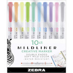 Zebra Mildliner Double Ended Highlighter, Chisel/Bullet Tip, Assorted Colors, 10/Set View Product Image