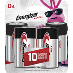 Energizer MAX Alkaline D Batteries, 1.5V, 4/Pack View Product Image