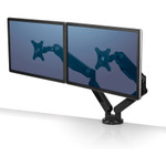 Fellowes Platinum Series Dual Monitor Arm, For Monitors Up to 27", 20 lbs Per Arm, Clamp/Grommet, Black View Product Image