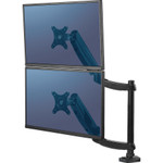 Fellowes Platinum Series Dual Stacking Monitor Arm, up to 27"/22 lbs, Clamp/Grommet, Black View Product Image