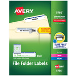 Avery Permanent TrueBlock File Folder Labels with Sure Feed Technology, 0.66 x 3.44, White, 30/Sheet, 50 Sheets/Box AVE5766 View Product Image