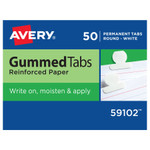 Avery Gummed Reinforced Index Tabs, 1/12-Cut Tabs, White, 0.5" Wide, 50/Pack View Product Image