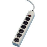 Fellowes Six-Outlet Metal Power Strip, 120V, 6 ft Cord, 12.19 x 2.5 x 1.38, Platinum View Product Image