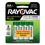 Rayovac Recharge Plus NiMH Batteries, AA, 4/Pack View Product Image