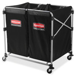 Rubbermaid Commercial Collapsible X-Cart, Steel, 2 to 4 Bushel Cart, 24.1w x 35.7d x 34h, Black/Silver View Product Image