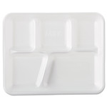 Genpak Foam School Trays, 5-Comp, 10 2/5 x 8 2/5 x 1 1/4, White, 500/Carton View Product Image