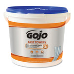 GOJO FAST TOWELS Hand Cleaning Towels, Cloth, 9 x 10, Blue 225/Bucket View Product Image