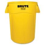 Rubbermaid Commercial Brute Vented Trash Receptacle, Round, 44 gal, Yellow View Product Image