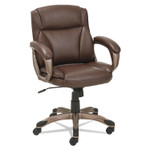 Alera Veon Series Low-Back Bonded Leather Task Chair, Supports up to 275 lbs, Brown Seat/Brown Back, Bronze Base View Product Image