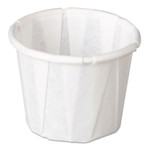 Genpak Squat Paper Portion Cup, Pleated, .5oz, White, 250/Sleeve, 20 Sleeve/Carton View Product Image