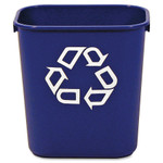Rubbermaid Commercial Small Deskside Recycling Container, Rectangular, Plastic, 13.63 qt, Blue View Product Image
