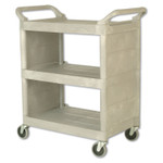 Rubbermaid Commercial Utility Cart, 300-lb Capacity, Three-Shelf, 32w x 18d x 37.5h, Platinum View Product Image