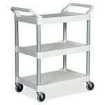 Rubbermaid Commercial Service Cart, 200-lb Capacity, Three-Shelf, 18.63w x 33.63d x 37.75h, Off-White View Product Image