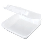 Genpak Snap-It Vented Foam Hinged Container, White, 8-1/4 x 8 x 3, 100/Bag, 2 Bags/CT View Product Image