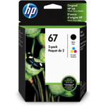 HP 67, (3YP29AN) 2-pack Black/Tri Color Original Ink Cartridges View Product Image