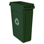 Rubbermaid Commercial Slim Jim Recycling Container with Venting Channels, Plastic, 23 gal, Green View Product Image