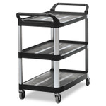 Rubbermaid Commercial Open Sided Utility Cart, Three-Shelf, 40.63w x 20d x 37.81h, Black View Product Image