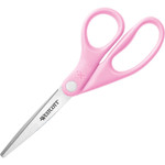 Westcott All Purpose Pink Ribbon Scissors, 8" Long, 3.5" Cut Length, Pink Straight Handle View Product Image