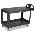 Rubbermaid Commercial Heavy-Duty 2-Shelf Utility Cart, TPR Casters, 25.25w x 54d x 36h, Black View Product Image