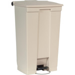 Rubbermaid Commercial Step-On Receptacle with Wheels, Rectangular, Polyethylene, 23 gal, Beige View Product Image