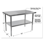 Alera NSF Approved Stainless Steel Foodservice Prep Table, 48 x 30 x 35h, Silver View Product Image