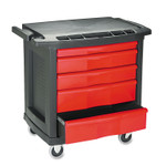Rubbermaid Commercial Five-Drawer Mobile Workcenter, 32 1/2w x 20d x 33 1/2h, Black Plastic Top View Product Image