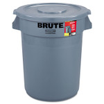 Rubbermaid Commercial Brute Container with Lid, Round, Plastic, 32 gal, Gray View Product Image