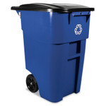 Rubbermaid Commercial Brute Recycling Rollout Container, Square, 50 gal, Blue View Product Image