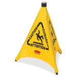 Rubbermaid Commercial Three-Sided Caution, Wet Floor Safety Cone, 21w x 21d x 30h, Yellow View Product Image