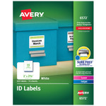 Avery Permanent ID Labels w/ Sure Feed Technology, Inkjet/Laser Printers, 2 x 2.63, White, 15/Sheet, 15 Sheets/Pack View Product Image
