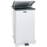 Rubbermaid Commercial Defenders Biohazard Step Can, Square, Steel, 12 gal, White View Product Image