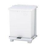 Rubbermaid Commercial Defenders Biohazard Step Can, Square, Steel, 4 gal, White View Product Image