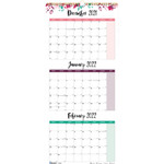 Blueline 3-Month Wall Calendar, 12.25 x 27, Floral, 2022 View Product Image