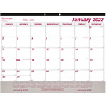 Brownline Monthly Desk Pad Calendar, 22 x 17, White/Maroon, 2021 View Product Image