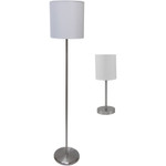 Ledu Slim Line Lamp Set, Table 12 5/8" High and Floor 61.5" High, 12"; 6"w x 61.5"; 12.63"h, Silver View Product Image