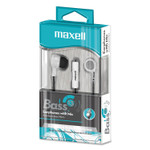 Maxell B-13 Bass Earbuds with Microphone, White, 52" Cord View Product Image