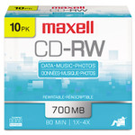 Maxell CD-RW Discs, 700MB/80min, 4x, Silver, 10/Pack View Product Image