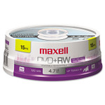 Maxell DVD+RW Discs, 4.7GB, 4x, Spindle, Silver, 15/Pack View Product Image