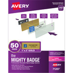 Avery The Mighty Badge Name Badge Holder Kit, Horizontal, 3 x 1, Laser, Gold, 50 Holders/120 Inserts View Product Image