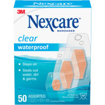 3M Nexcare Waterproof, Clear Bandages, Assorted Sizes, 50/Box View Product Image