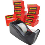 Scotch Transparent Tape Value Pack with Black Dispenser, 1" Core, 0.75" x 83.33 ft, Transparent View Product Image