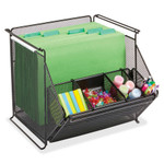 Safco Onyx Stackable Mesh Storage Bin, 4-Compartment, 14 x 15 1/2 x 11 3/4, Black View Product Image