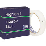 Highland Invisible Permanent Mending Tape, 3" Core, 0.75" x 72 yds, Clear View Product Image