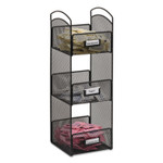 Safco Onyx Breakroom Organizers, 3 Compartments, 6 x 6 x 18, Steel Mesh, Black View Product Image