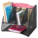 Safco Onyx Mesh Corner Organizer, Six Sections, 15 x 11 x 13, Black View Product Image