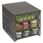 Safco 3 Drawer Hospitality Organizer, 7 Compartments, 11 1/2w x 8 1/4d x 8 1/4h, Bk View Product Image