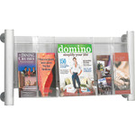 Safco Luxe Magazine Rack, 3 Compartments, 31.75w x 5d x 15.25h, Clear/Silver View Product Image