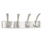 Safco Metal Coat Rack, Steel, Wall Rack, Four Hooks, 14.25w x 4.5d x 5.25h, Brushed Nickel View Product Image