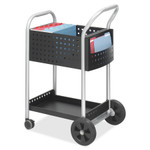 Safco Scoot Mail Cart, One-Shelf, 22w x 27d x 40.5h, Black/Silver View Product Image