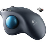 Logitech M570 Wireless Trackball, 2.4 GHz Frequency/30 ft Wireless Range, Right Hand Use, Black/Blue View Product Image